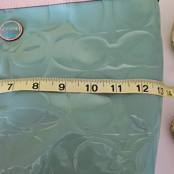 COACH Peyton Embossed Signature Patent Leather Satchel Carryall Tote - Picture 12 of 13